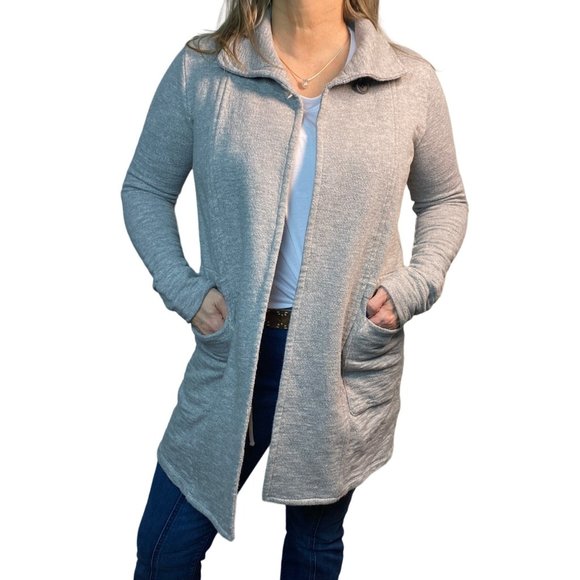 James Perse knit cardigan adjustable waist gray cream cotton Women’s Large 1 - Picture 1 of 16
